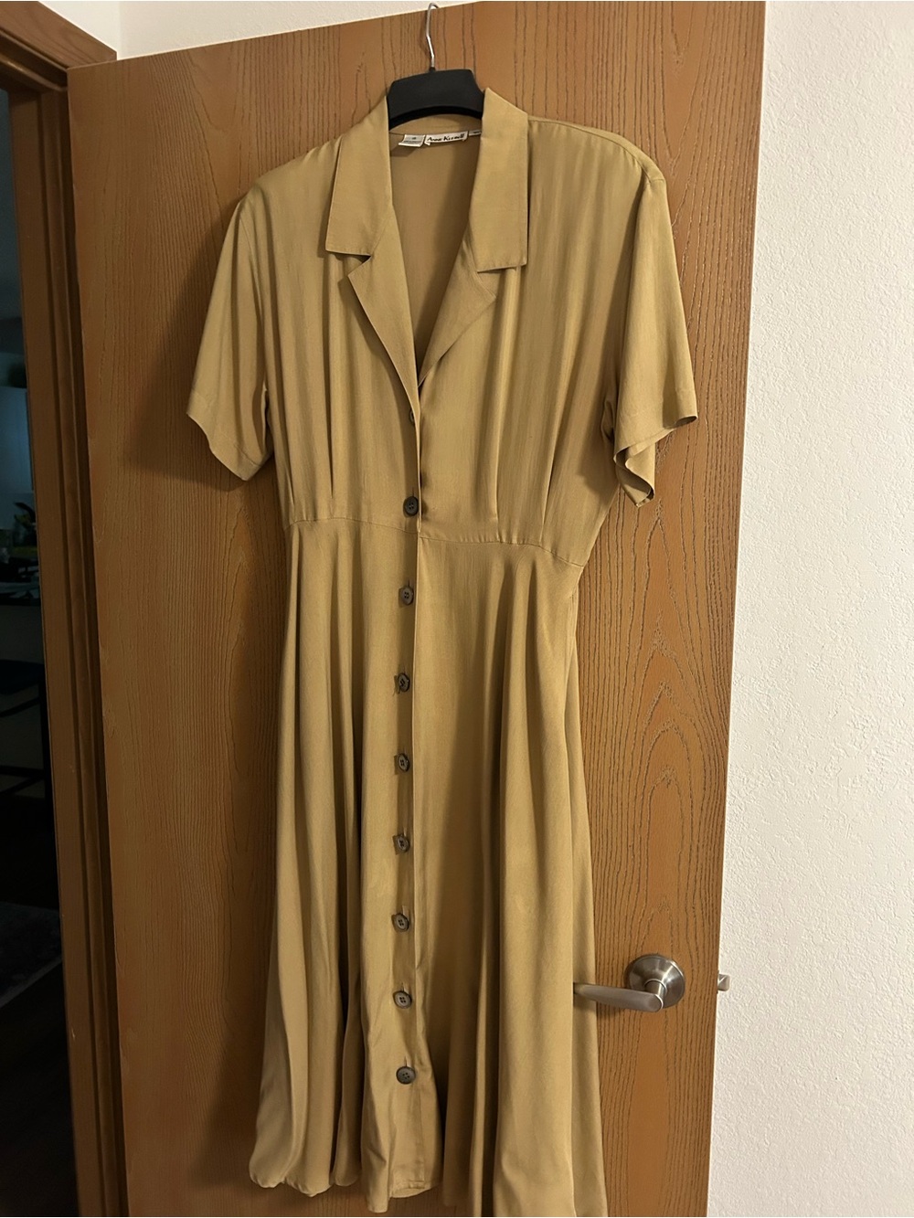 Vintage Anne Klein II 100% Silk  Button-Front Midi Dress